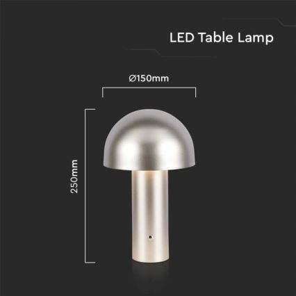 LED Aptumšojama uzlādējama skārienvadāma galda lampa LED/1W/5V 3000-6000K 1800 mAh zelta