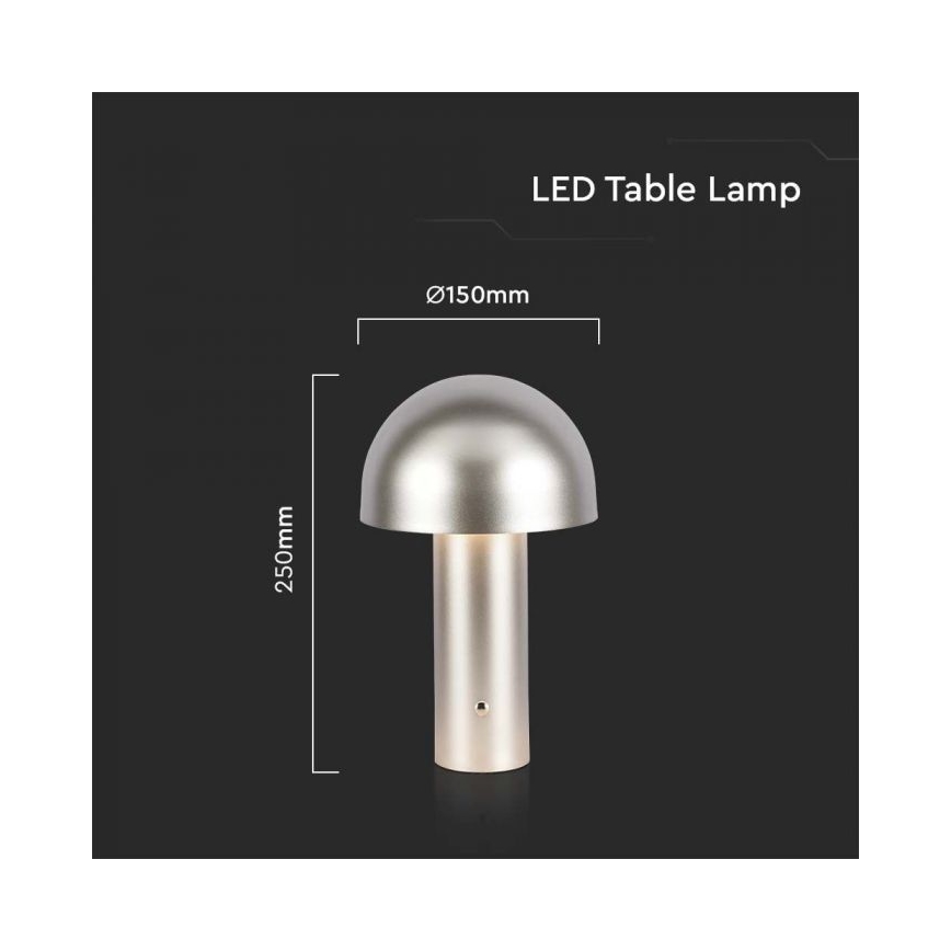 LED Aptumšojama uzlādējama skārienvadāma galda lampa LED/1W/5V 3000-6000K 1800 mAh zelta