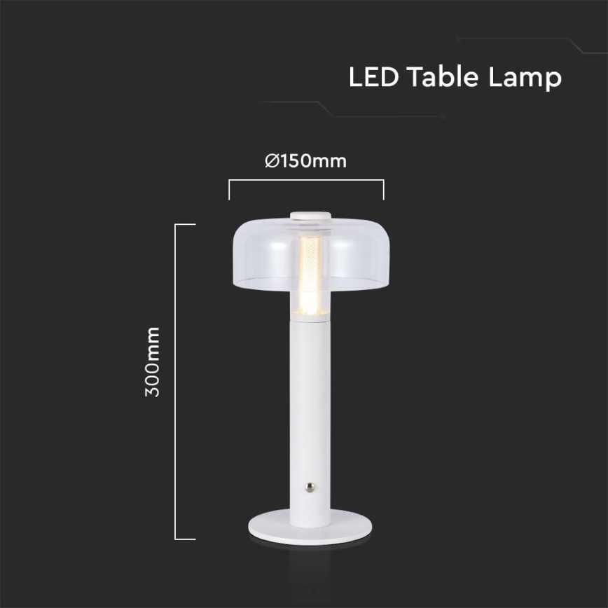 LED Aptumšojama uzlādējama skārienvadāma galda lampa LED/1W/5V 3000K 1800 mAh balta