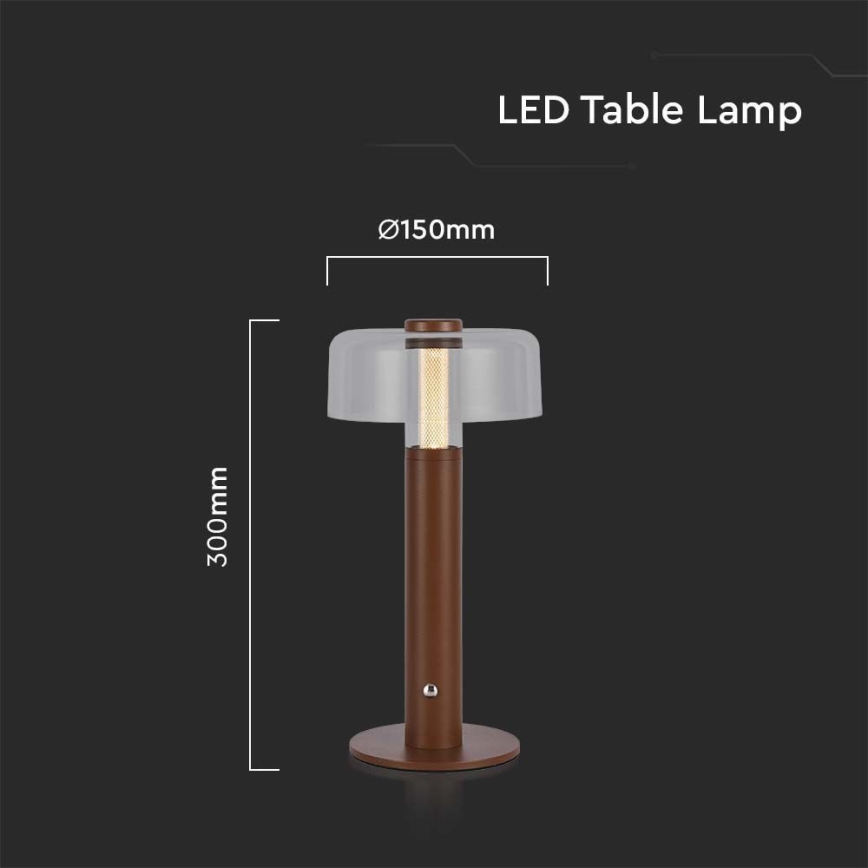 LED Aptumšojama uzlādējama skārienvadāma galda lampa LED/1W/5V 3000K 1800 mAh brūna