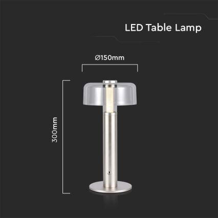 LED Aptumšojama uzlādējama skārienvadāma galda lampa LED/1W/5V 3000K 1800 mAh zelta