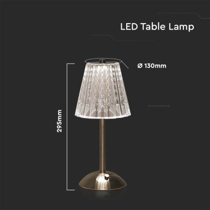 LED Aptumšojama uzlādējama skārienvadāma galda lampa LED/2,4W/5V 3000-6000K 1800 mAh hroms