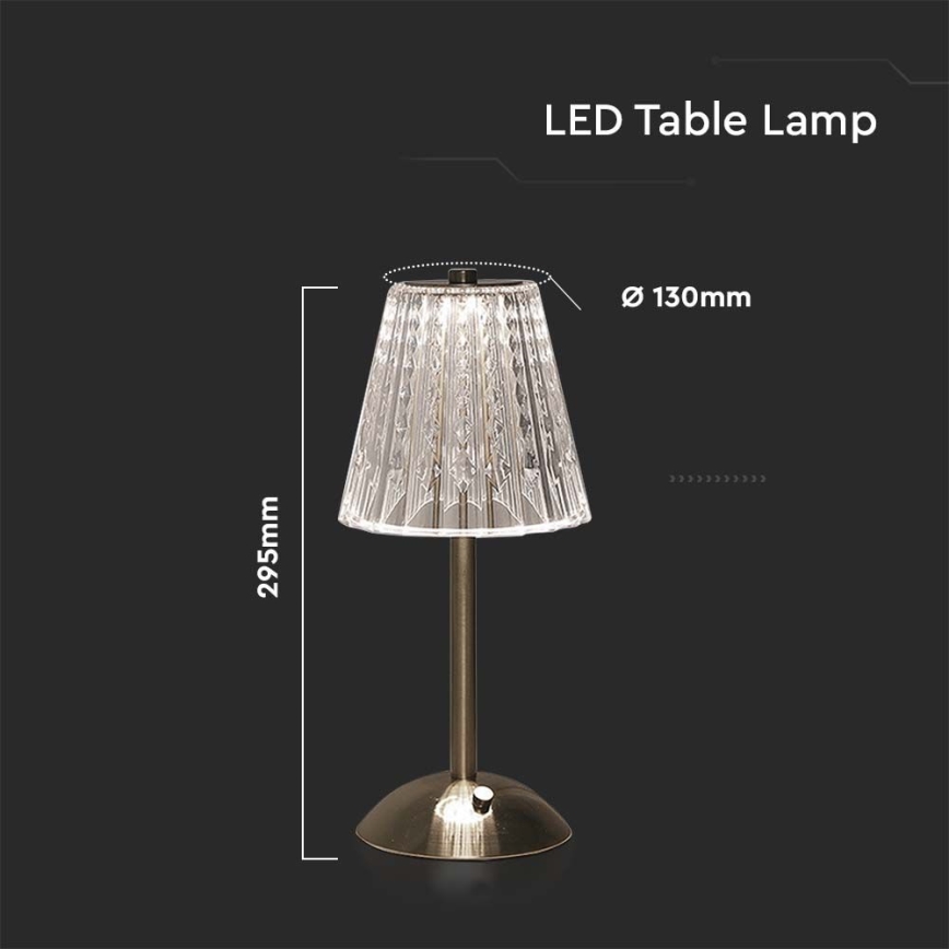 LED Aptumšojama uzlādējama skārienvadāma galda lampa LED/2,4W/5V 3000-6000K 1800 mAh spīdīgi hromēts