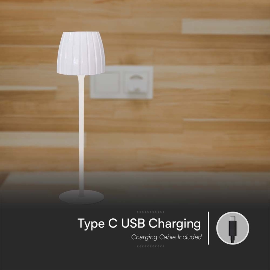 LED Aptumšojama uzlādējama skārienvadāma galda lampa LED/2,7W/5V 3000/4000/6000K 1800 mAh balta
