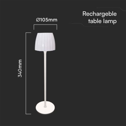 LED Aptumšojama uzlādējama skārienvadāma galda lampa LED/2,7W/5V 3000/4000/6000K 1800 mAh balta