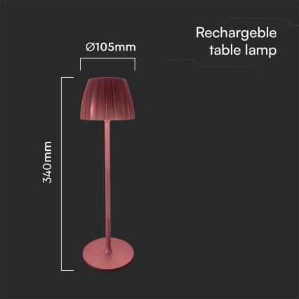 LED Aptumšojama uzlādējama skārienvadāma galda lampa LED/2,7W/5V 3000/4000/6000K 1800 mAh brūna