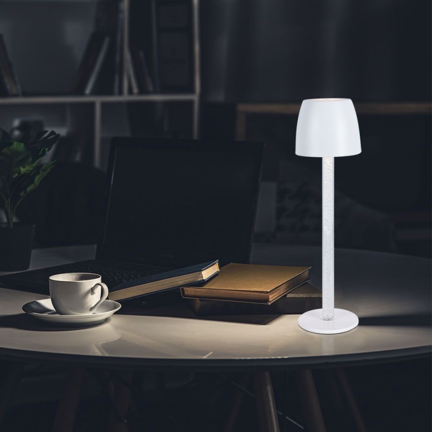 LED Aptumšojama uzlādējama skārienvadāma galda lampa LED/3W/5V 3000K 1800 mAh balta