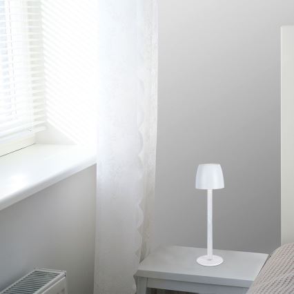 LED Aptumšojama uzlādējama skārienvadāma galda lampa LED/3W/5V 3000K 1800 mAh balta