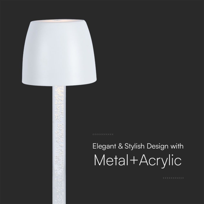 LED Aptumšojama uzlādējama skārienvadāma galda lampa LED/3W/5V 3000K 1800 mAh melna