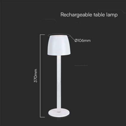 LED Aptumšojama uzlādējama skārienvadāma galda lampa LED/3W/5V 3000K 1800 mAh melna
