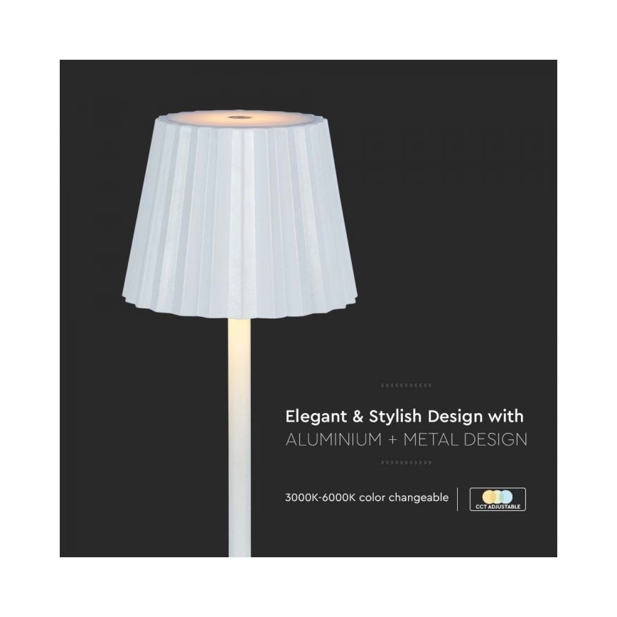 LED Aptumšojama uzlādējama skārienvadāma galda lampa LED/4W/5V 3000-6000K 1800 mAh balta