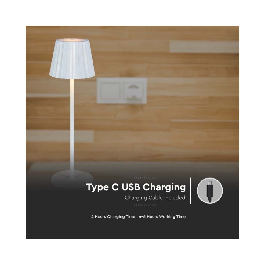 LED Aptumšojama uzlādējama skārienvadāma galda lampa LED/4W/5V 3000-6000K 1800 mAh balta