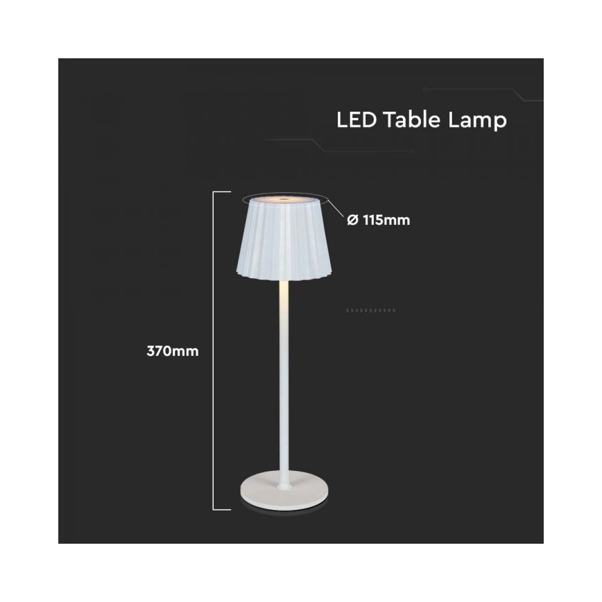 LED Aptumšojama uzlādējama skārienvadāma galda lampa LED/4W/5V 3000-6000K 1800 mAh balta