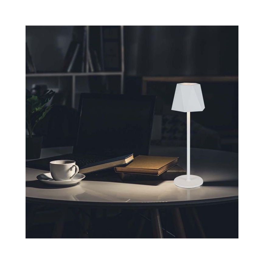 LED Aptumšojama uzlādējama skārienvadāma galda lampa LED/4W/5V 3000-6000K 1800 mAh balta