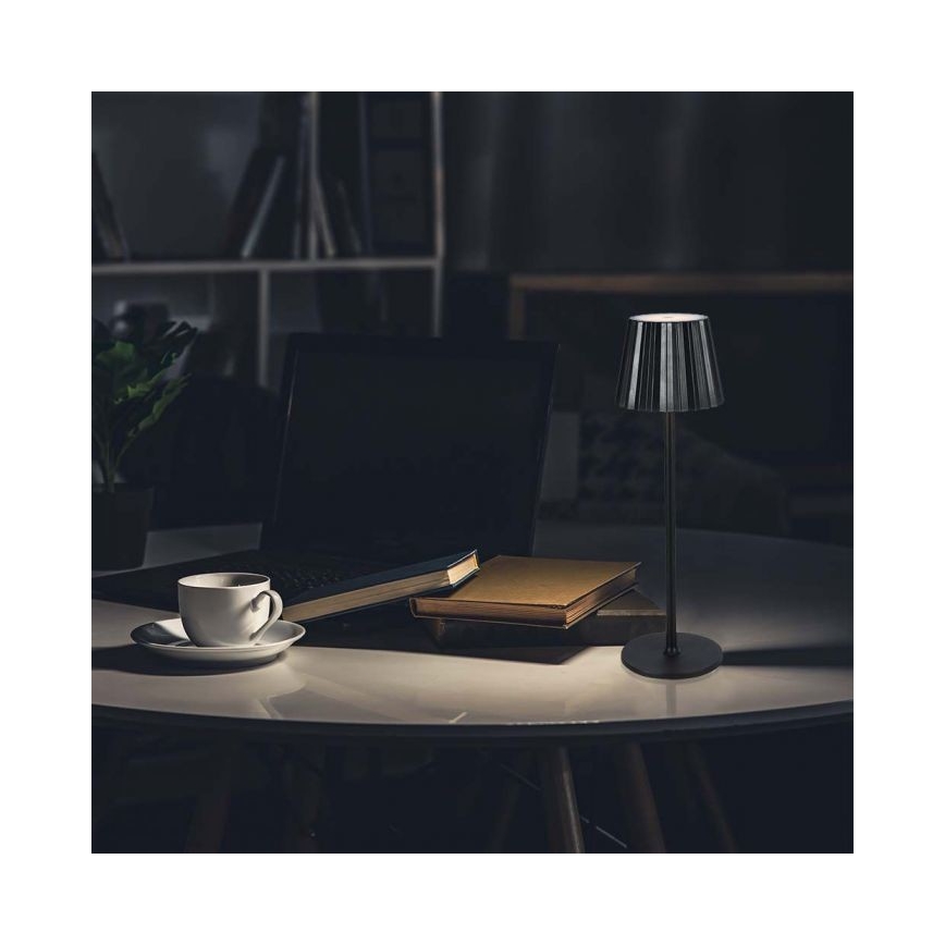 LED Aptumšojama uzlādējama skārienvadāma galda lampa LED/4W/5V 3000-6000K 1800 mAh melna
