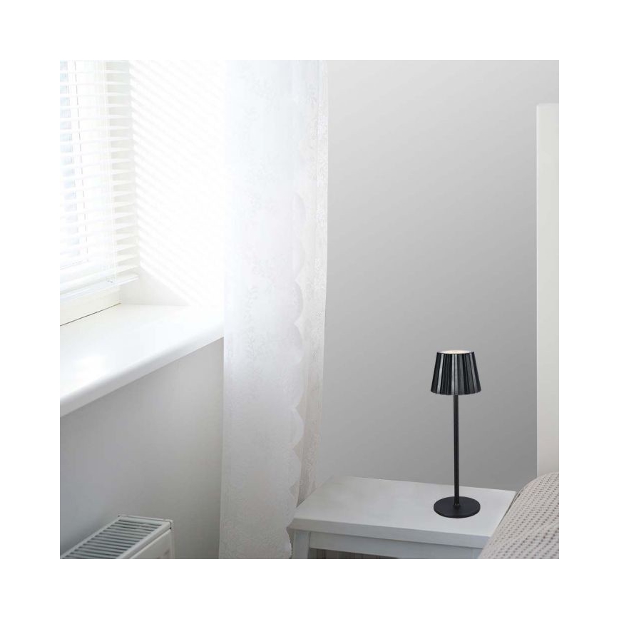 LED Aptumšojama uzlādējama skārienvadāma galda lampa LED/4W/5V 3000-6000K 1800 mAh melna