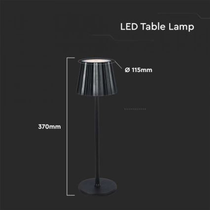 LED Aptumšojama uzlādējama skārienvadāma galda lampa LED/4W/5V 3000-6000K 1800 mAh melna