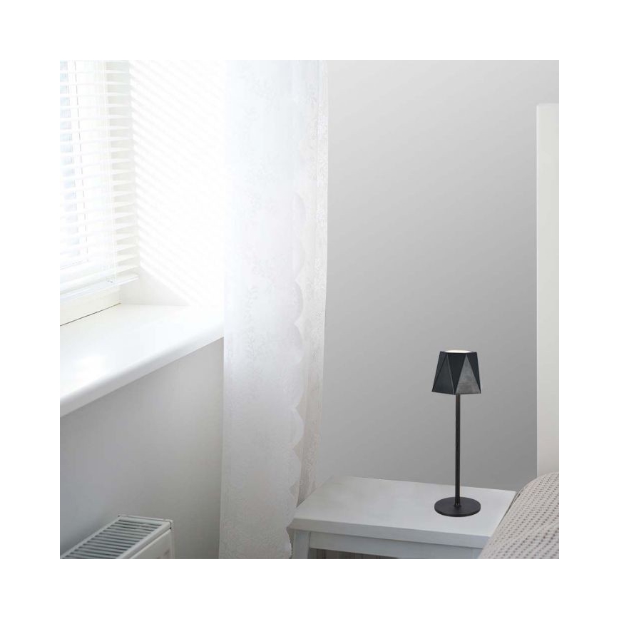 LED Aptumšojama uzlādējama skārienvadāma galda lampa LED/4W/5V 3000-6000K 1800 mAh melna