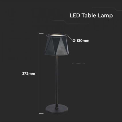 LED Aptumšojama uzlādējama skārienvadāma galda lampa LED/4W/5V 3000-6000K 1800 mAh melna