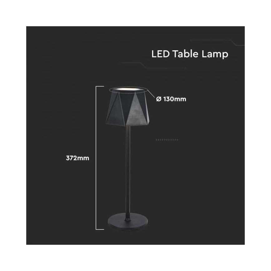 LED Aptumšojama uzlādējama skārienvadāma galda lampa LED/4W/5V 3000-6000K 1800 mAh melna