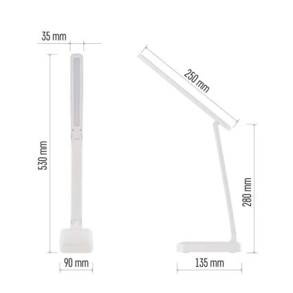 LED Aptumšojama, lādējama galda lampa LED/5W/3,7V 3000K/4000K/6500K 800mAh balta