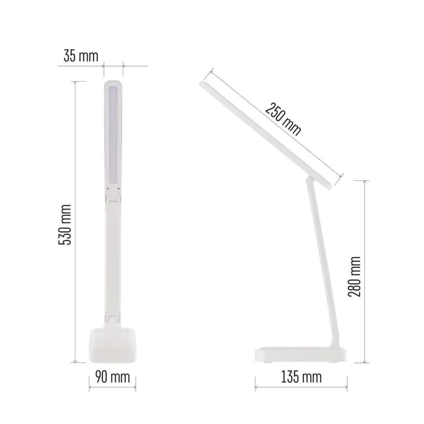LED Aptumšojama, lādējama galda lampa LED/5W/3,7V 3000K/4000K/6500K 800mAh balta