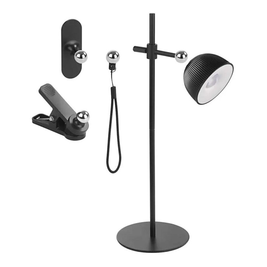 LED Aptumšojama, lādējama galda lampa magnētiskais 4in1 LED/4,2W/3,7V 4000K 1200mAh melna