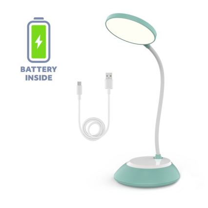 LED Aptumšojama, lādējama galda lampa VISUA LED/5W/5V 3000-5000K 1200 mAh tirkīza