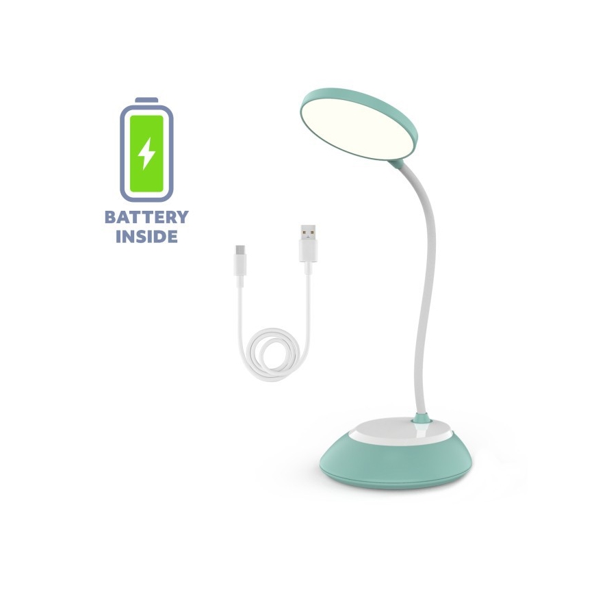 LED Aptumšojama, lādējama galda lampa VISUA LED/5W/5V 3000-5000K 1200 mAh tirkīza