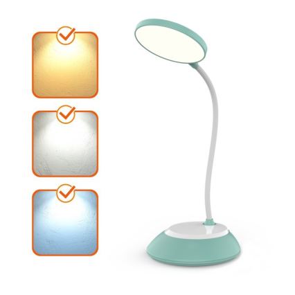 LED Aptumšojama, lādējama galda lampa VISUA LED/5W/5V 3000-5000K 1200 mAh tirkīza