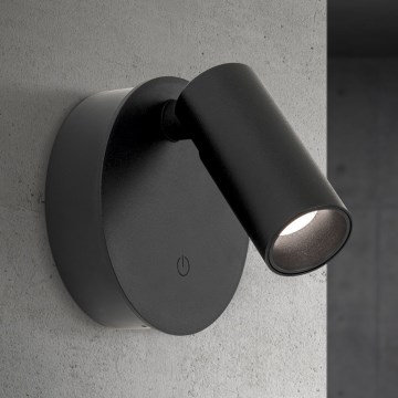 LED aptumšojama lādējama skārienjūtīga sienas punktlampa LUXY LED/1W/5V 2200 mAh 2700/3000/4000K melna