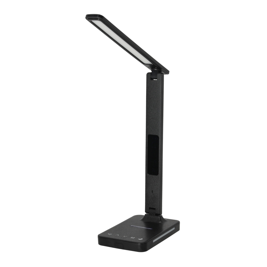 LED Aptumšojama galda lampa ar bezvadu uzlādi QI, ekrāns un USB ports LED/7W/230V 3000-6000K melna