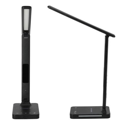 LED Aptumšojama galda lampa ar bezvadu uzlādi QI, ekrāns un USB ports LED/7W/230V 3000-6000K melna