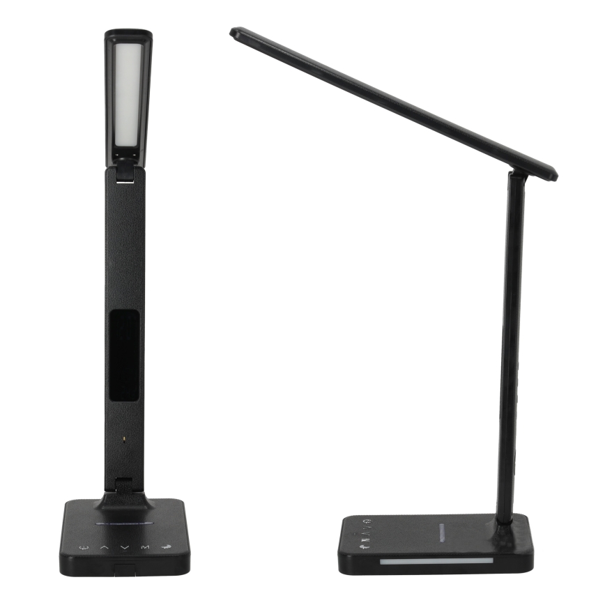 LED Aptumšojama galda lampa ar bezvadu uzlādi QI, ekrāns un USB ports LED/7W/230V 3000-6000K melna