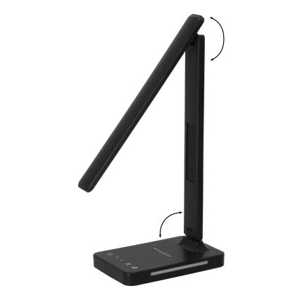 LED Aptumšojama galda lampa ar bezvadu uzlādi QI, ekrāns un USB ports LED/7W/230V 3000-6000K melna
