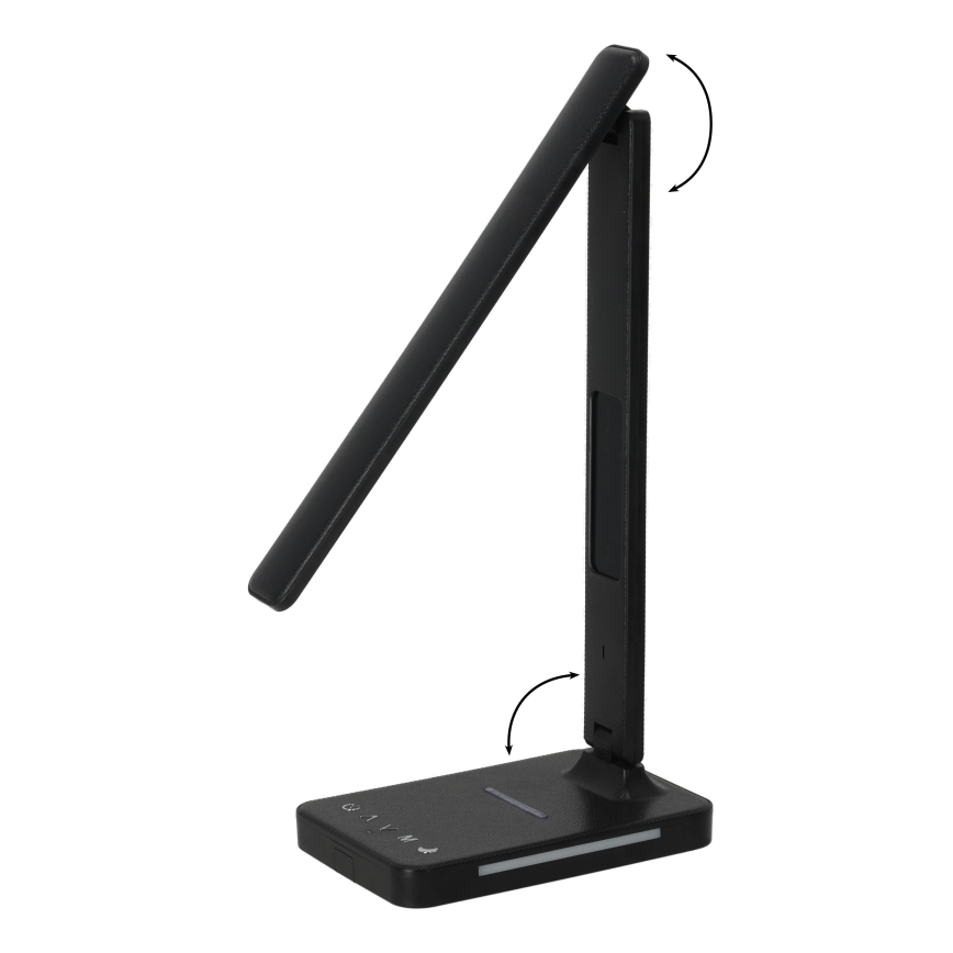LED Aptumšojama galda lampa ar bezvadu uzlādi QI, ekrāns un USB ports LED/7W/230V 3000-6000K melna