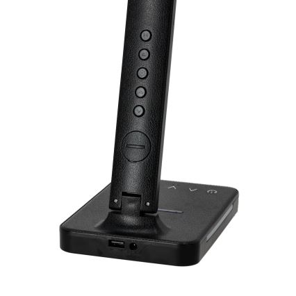 LED Aptumšojama galda lampa ar bezvadu uzlādi QI, ekrāns un USB ports LED/7W/230V 3000-6000K melna