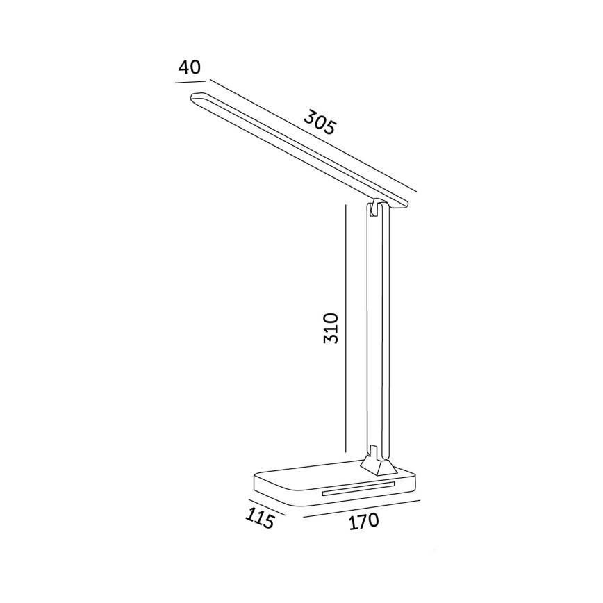 LED Aptumšojama galda lampa ar bezvadu uzlādi QI, ekrāns un USB ports LED/7W/230V 3000-6000K melna