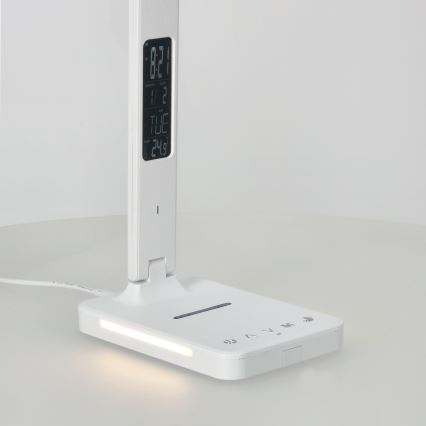 LED Aptumšojama galda lampa ar bezvadu uzlādi QI, ekrāns un USB ports LED/7W/230V 3000-6000K balta