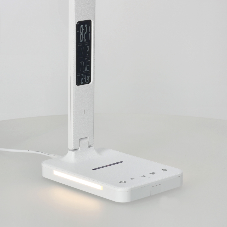 LED Aptumšojama galda lampa ar bezvadu uzlādi QI, ekrāns un USB ports LED/7W/230V 3000-6000K balta
