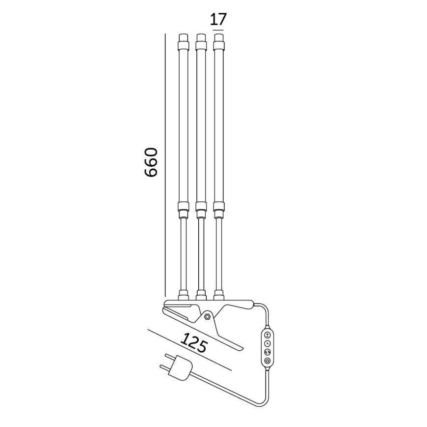LED Aptumšojama flexible galda lampa ar stiprinājumu augu audzēšanai VITARO 3xLED/10W/230V melna