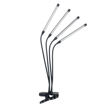 LED Aptumšojama pielāgojama galda lampa ar stiprinājumu augu audzēšanai VITARO 4xLED/10W/230V melna