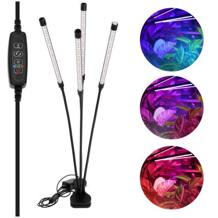 LED Aptumšojama pielāgojama galda lampa ar stiprinājumu augu audzēšanai VITARO 4xLED/10W/230V melna