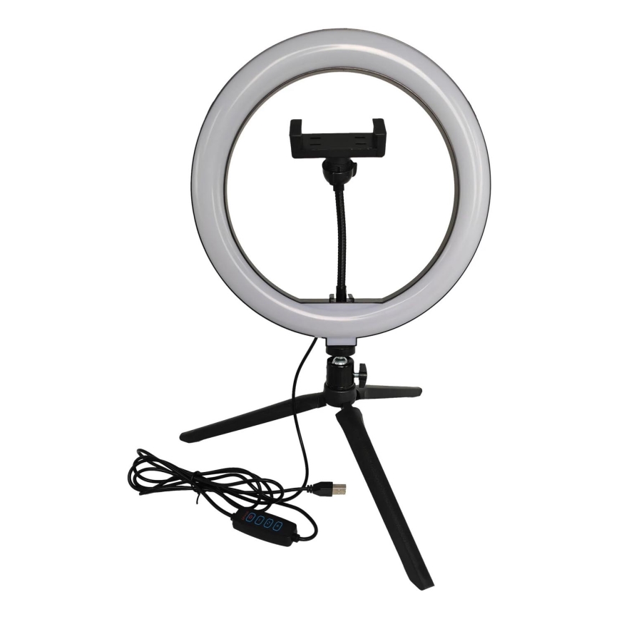 LED Aptumšojama lampa ar statīvu un turētāju vlogošanai LED/10W/5V 2700-6500K