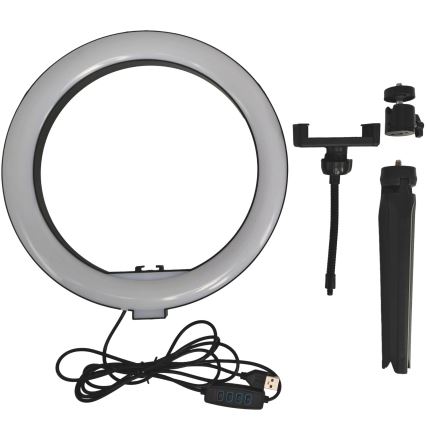 LED Aptumšojama lampa ar statīvu un turētāju vlogošanai LED/10W/5V 2700-6500K