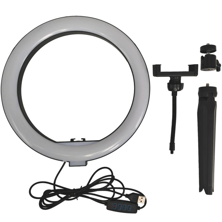 LED Aptumšojama lampa ar statīvu un turētāju vlogošanai LED/10W/5V 2700-6500K