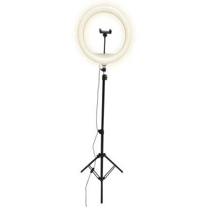 LED Aptumšojama lampa ar statīvu un turētāju vlogošanai LED/15W/5V 2700-6500K