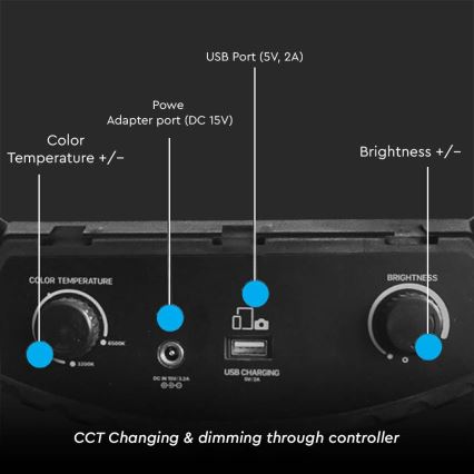 LED Aptumšojama lampa ar statīvu un vlogošanas turētājs LED/55W/230V CRI 90 + tālvadības pults