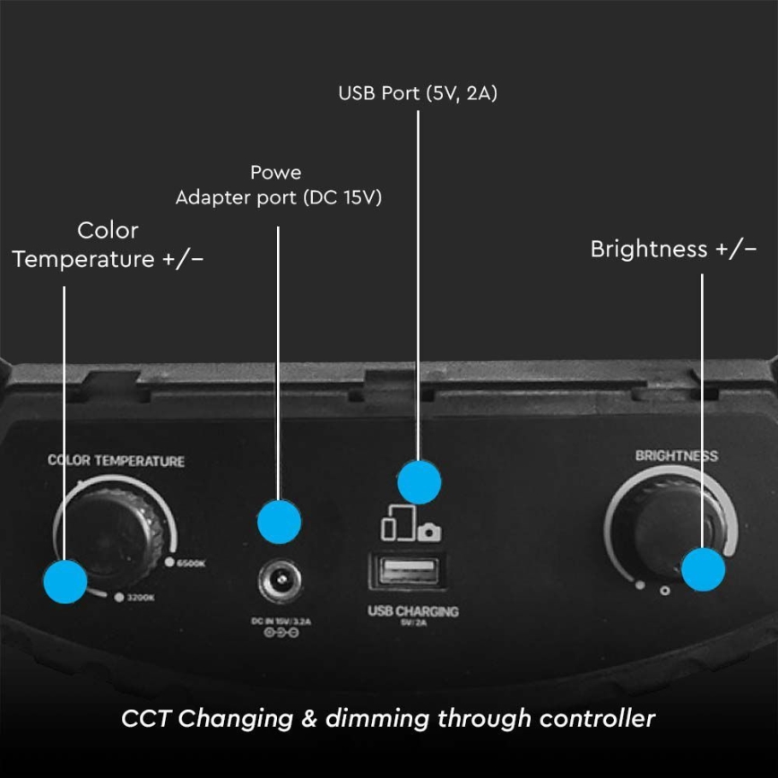 LED Aptumšojama lampa ar statīvu un vlogošanas turētājs LED/55W/230V CRI 90 + tālvadības pults