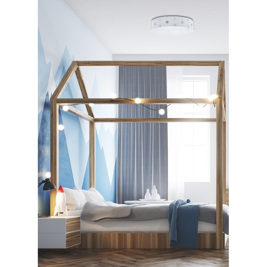 LED Aptumšojama bērnu griestu lampa SMART GALAXY KIDS LED/24W/230V 3000-6500K zvaigznes, balta/pelēka/zila + tālvadības pults